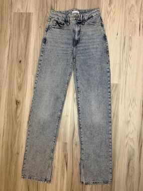 GOOD AMERICAN Light Wash High Waisted Straight Leg Jeans size 0/25